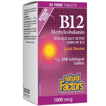 Natural Factors B12 Methylcobalamin 1000 mcg, 210 Тablets