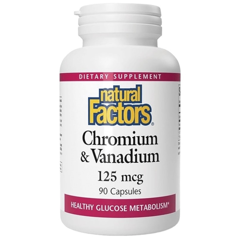 Natural Factors Chromium & Vanadium 125 mcg, 90 Capsules
