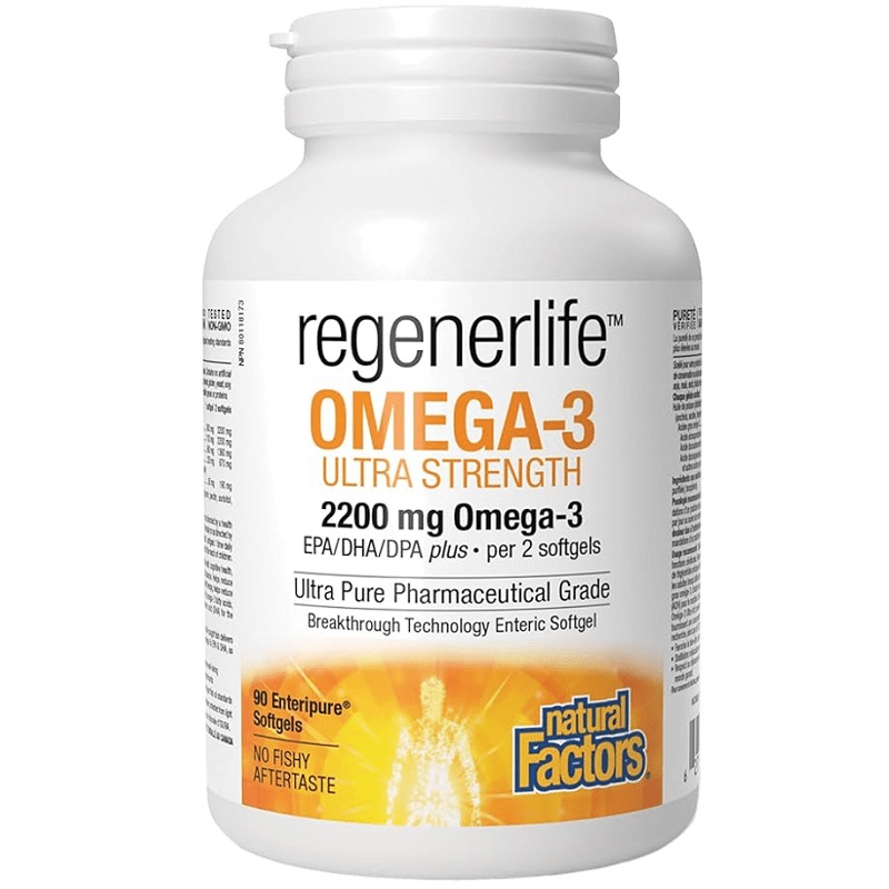 Natural Factors RegenerLife Omega-3 Ultra Strength 2200 mg, 90 Softgels