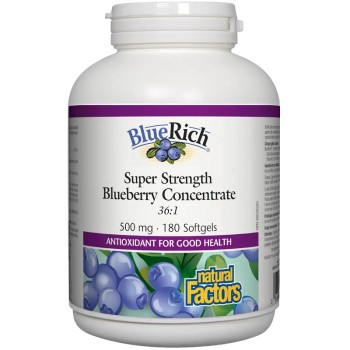 Natural Factors Super Strength Blueberry Concentrate 500 mg, 180 Softgels