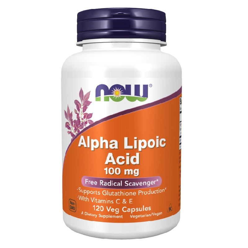 NOW Alpha Lipoic Acid Vitamins C and E 100mg, 120 Veg Caps