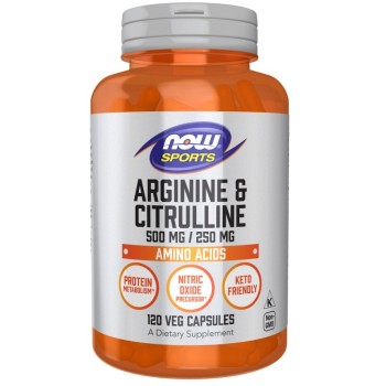 NOW Arginine and Citrulline, 120 Veg Capsules