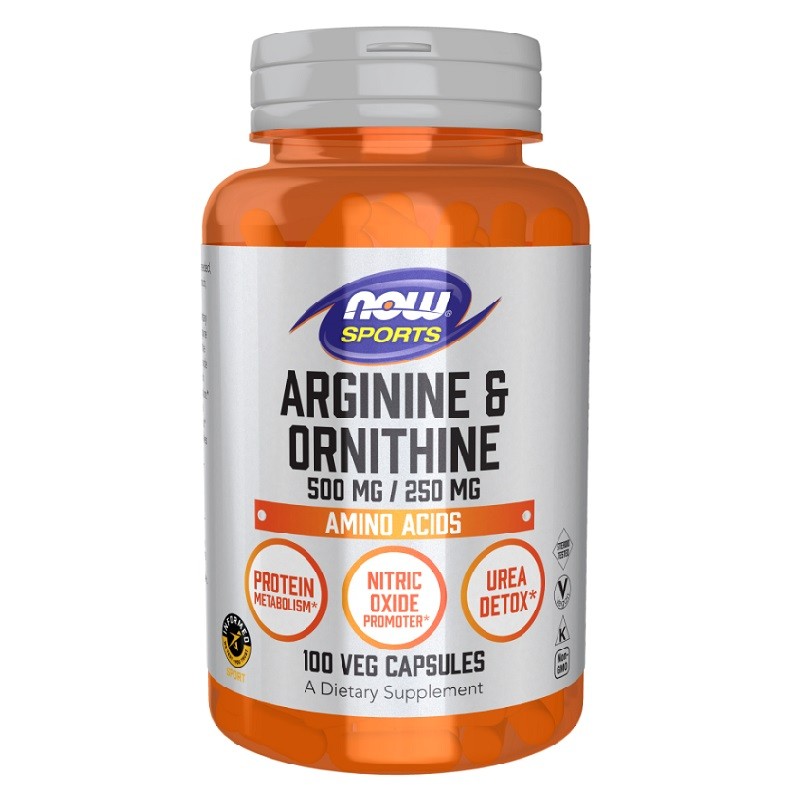 NOW Arginine and Ornithine 500/250 mg, 100 Veg Capsules