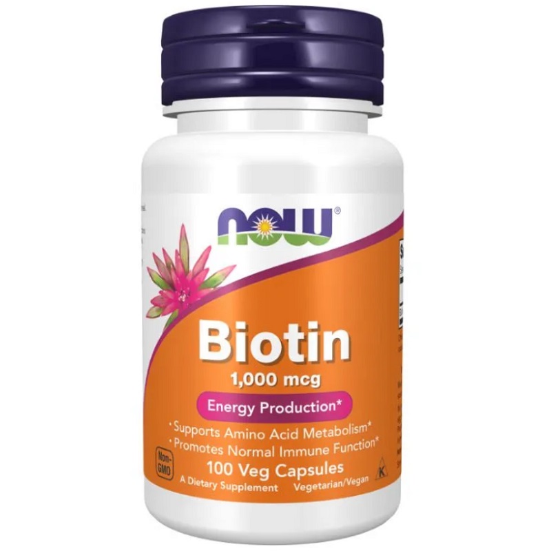 NOW Biotin 1000mcg, 100 Veg Capsules