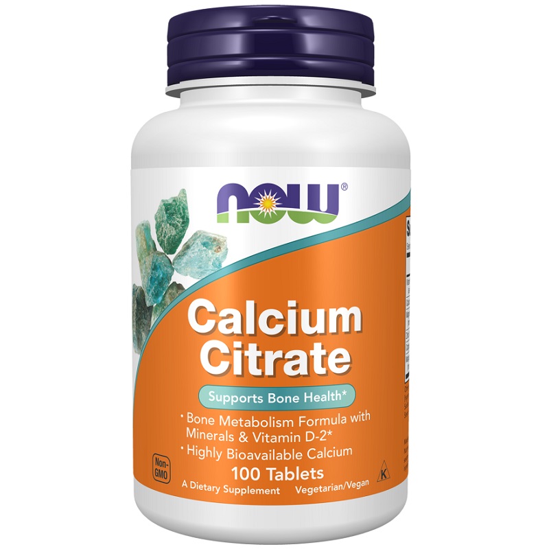 NOW Calcium Citrate with Minerals and Vitamin D-2, 100 Tablets