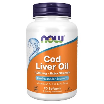 NOW Cod Liver Oil 1000mg Extra Strength, 90 Softgels