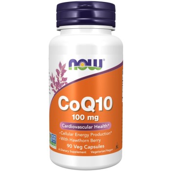 NOW CoQ10 100mg with Hawthorn Berry, 90 Veg Capsules