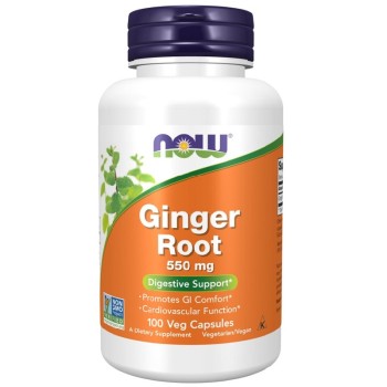 NOW Ginger Root 550mg, 100 Veg Capsules