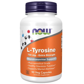 NOW L-Tyrosine Extra Strength 750 mg, 90 Veg Capsules