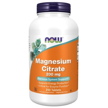 NOW Magnesium Citrate 200mg, 250 Tablets