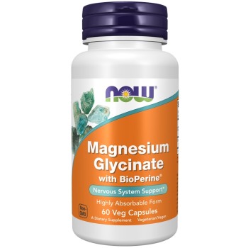 NOW Magnesium Glycinate with BioPerine, 60 Veg Capsules