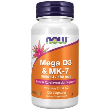 NOW Mega D-3 and MK-7, 120 Veg Capsules
