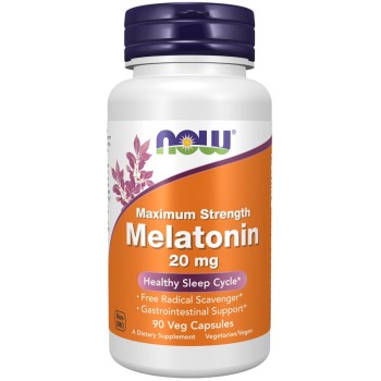 NOW Melatonin, Maximum Strength 20 mg, 90 Veg Capsules