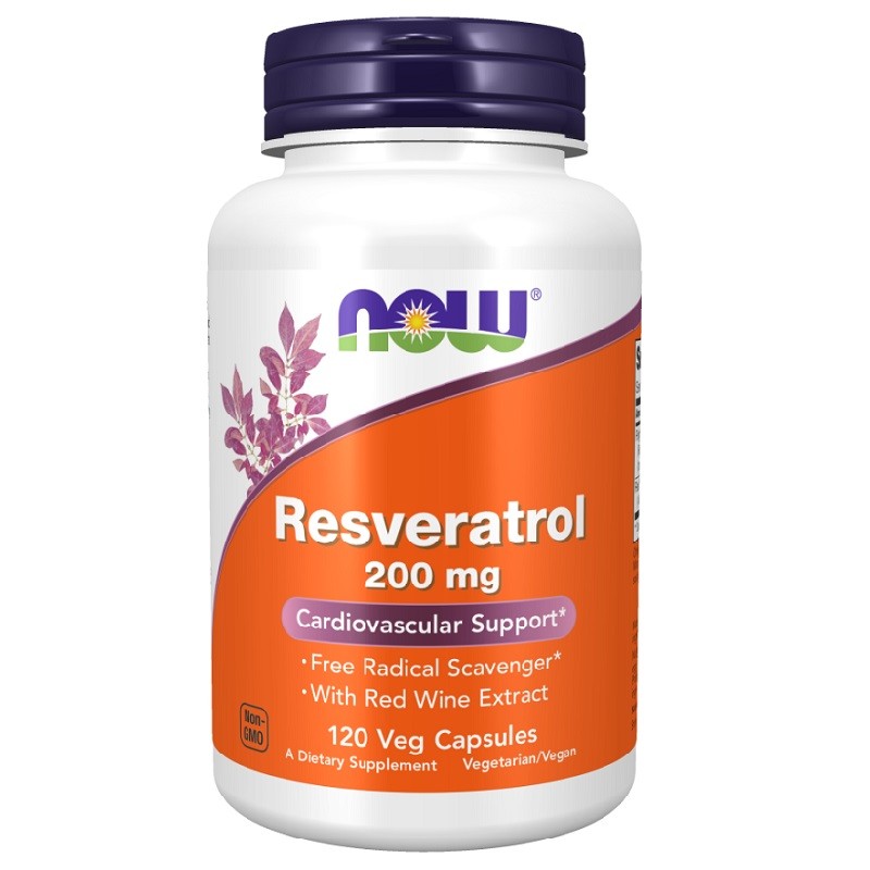 NOW Natural Resveratrol Red Wine Extract 200mg, 120 Veg Capsules