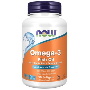 NOW Omega-3 Enteric Coated, 90 Softgels
