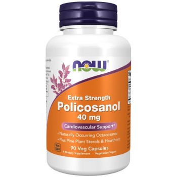 NOW Policosanol 40 mg Extra Strength, 90 Veg Capsules