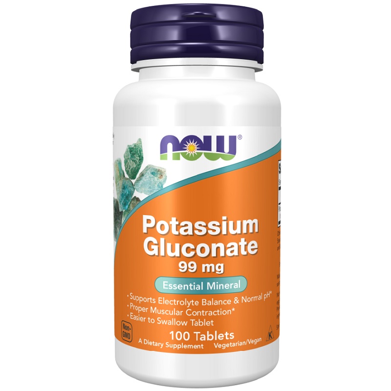 NOW Potassium Gluconate 99mg, 100 Tablets
