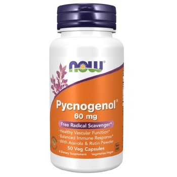NOW Pycnogenol Acerola and Rutin Powder 60mg, 50 Veg Capsules