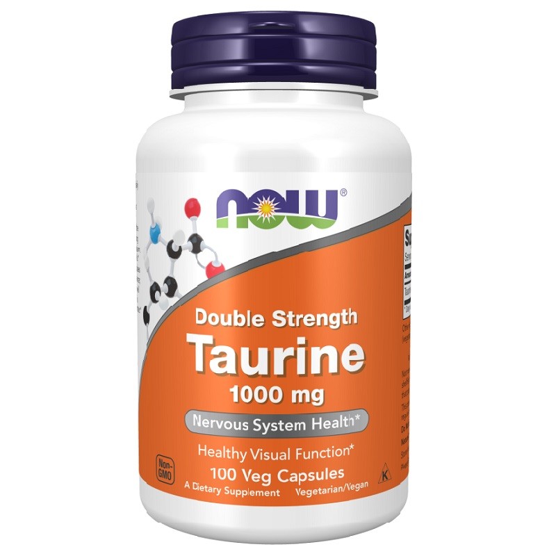NOW Taurine 1000mg Double Strength, 100 Veg Capsules