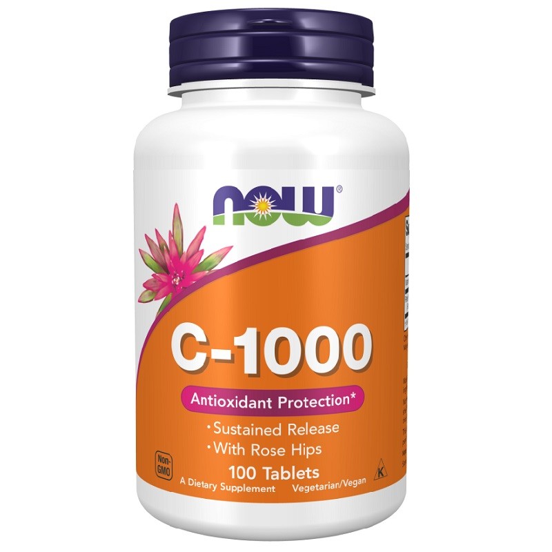 NOW Vitamin C-1000 Rose Hips and Bioflavonoids, 100 Tablets