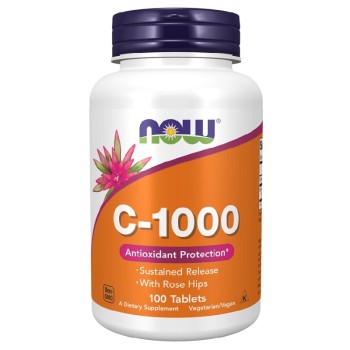 NOW Vitamin C-1000 with Rose Hips Sustained Release, 100 Tablets