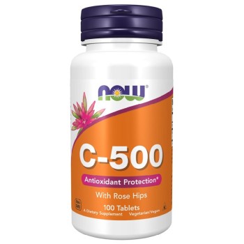 NOW Vitamin C-500 with Rose Hips, 100 Tablets