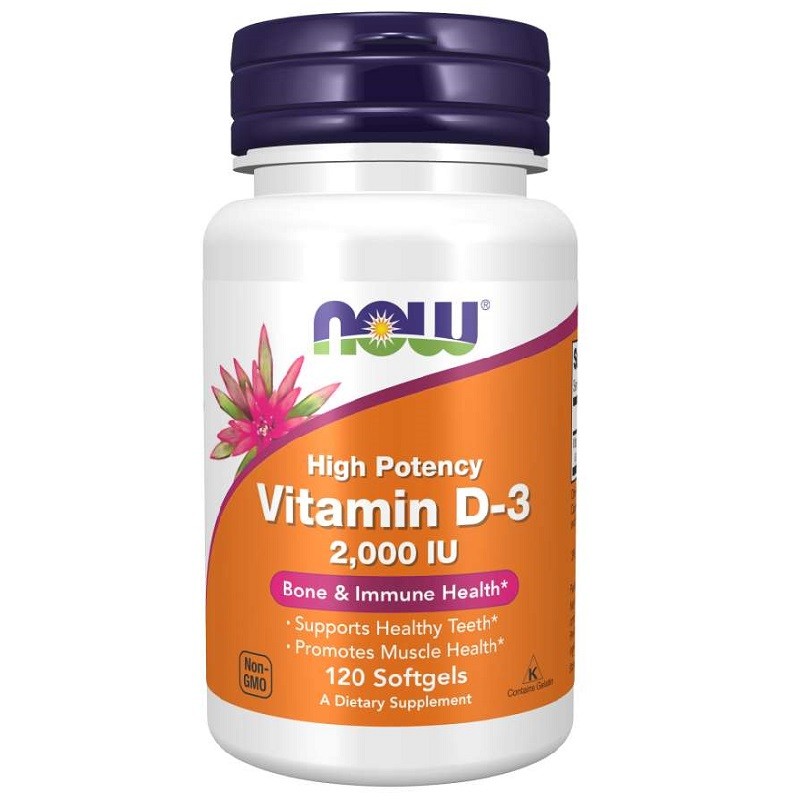 NOW Vitamin D-3 2,000 IU, 120 Softgels