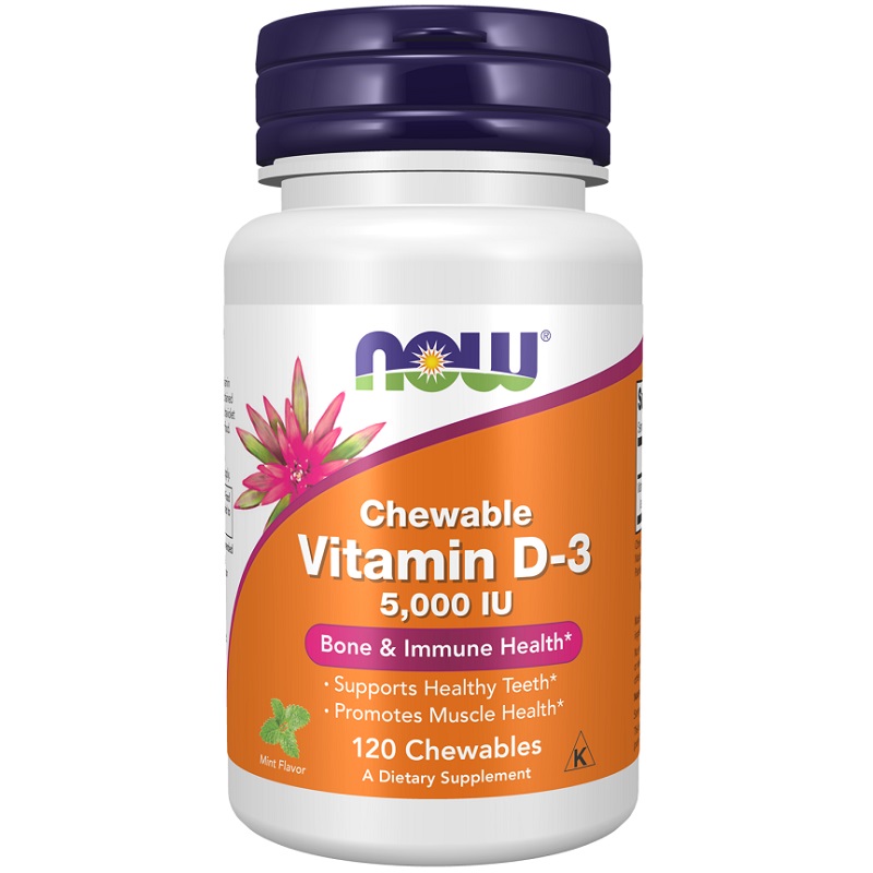 NOW Vitamin D-3 5,000 IU, 120 Chewables