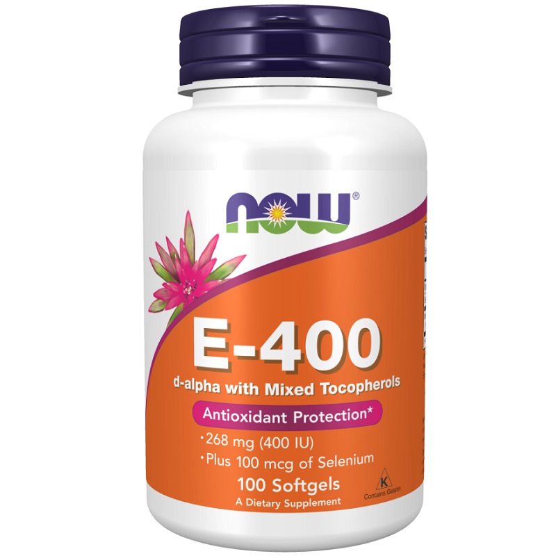 NOW Vitamin E-400 IU with Selenium, 100 Softgels
