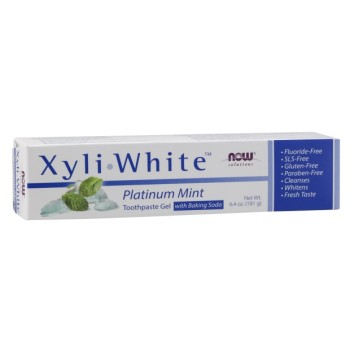 NOW XyliWhite Platinum Mint Toothpaste Gel with Baking Soda, 181 Grams