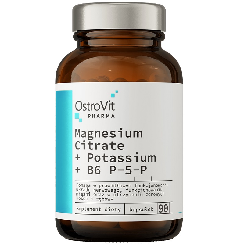 OstroVit Pharma Magnesium Citrate + Potassium + B6 P-5-P, 90 Capsules